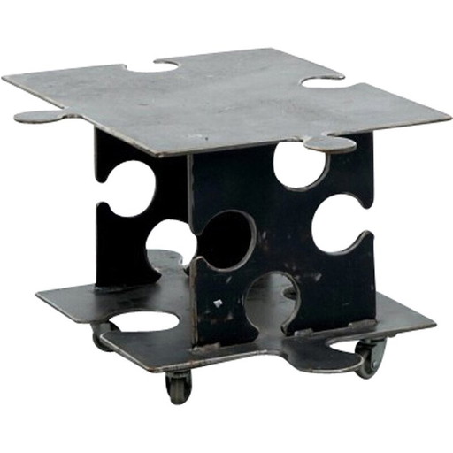 Vintage gray metal coffee table, Germany 1980