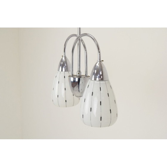 Image 1 of Lampadario vintage in vetro e cromo di Instala Decin, Cecoslovacchia, 1960