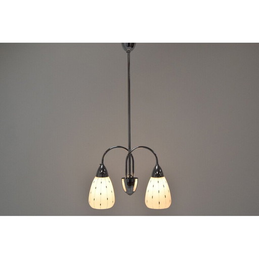 Vintage glass and chrome chandelier by Instala Decin, Czechoslovakia 1960