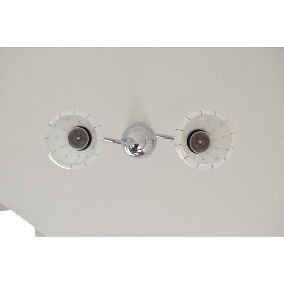 Image 1 of Lampadario vintage in vetro e cromo di Instala Decin, Cecoslovacchia, 1960