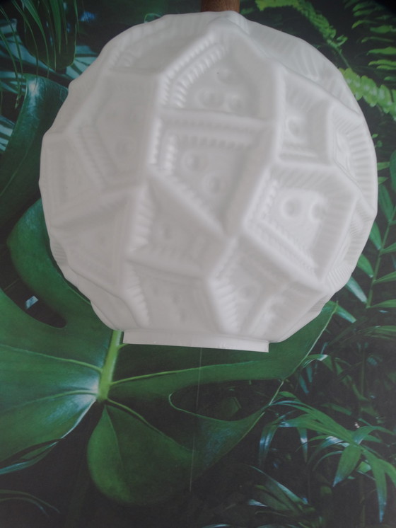 Image 1 of Milk Glass Pendant Lamp With Relief Pattern