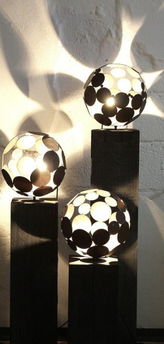 Image 1 of Stefan Traloc, Indoor Globe Light With Oxidized Oak Base 