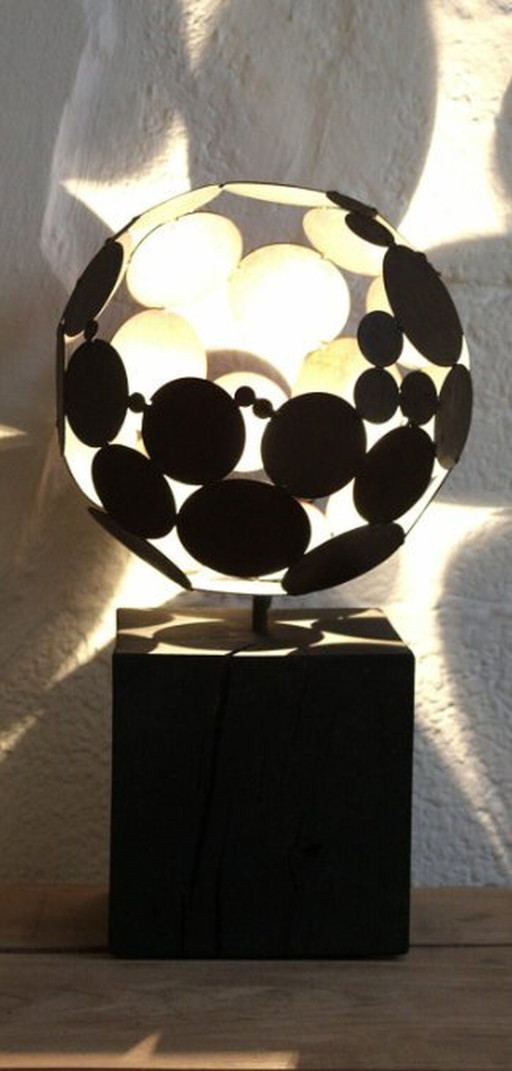 Stefan Traloc, Indoor Globe Light With Oxidized Oak Base 