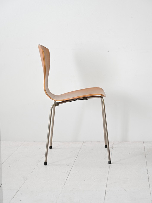 Sedia vintage scandinava in teak con gambe in metallo, stile moderno di metà secolo, anni &#39;50-&#39;60