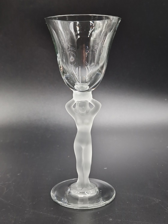 Image 1 of Cristalleries de Bayel, female nude, 4 Champagne glasses, 4 Liqueur glasses