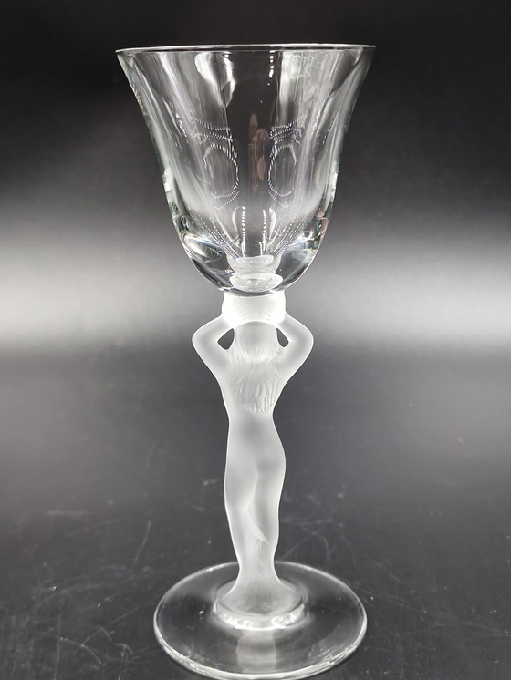 Image 1 of Cristalleries de Bayel, female nude, 4 Champagne glasses, 4 Liqueur glasses