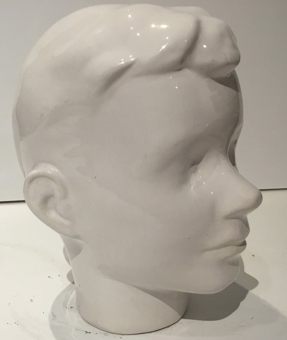 Image 1 of Vintage Boy's Head White Ceramic