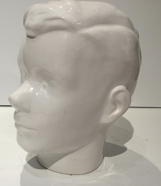 Vintage Boy's Head White Ceramic