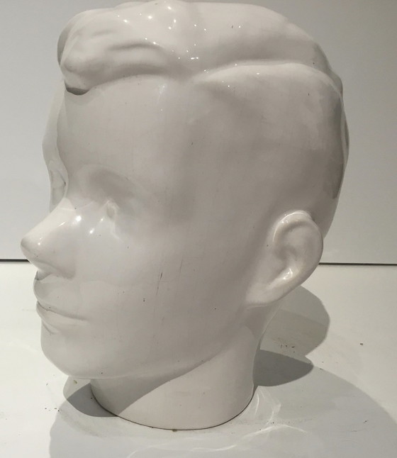 Image 1 of Vintage Boy's Head White Ceramic