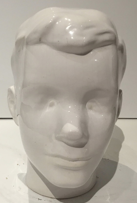 Image 1 of Vintage Boy's Head White Ceramic