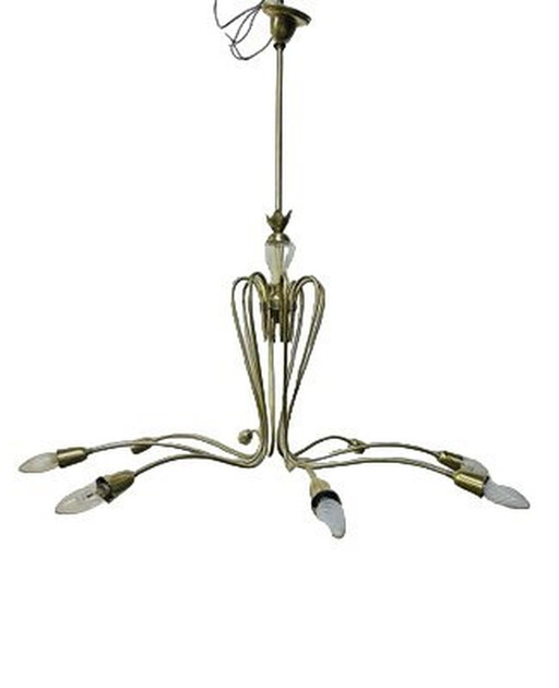 Brass and glass chandelier, 1950s