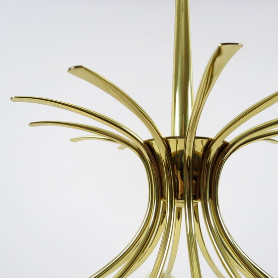 Image 1 of Brass and glass chandelier, 1950s