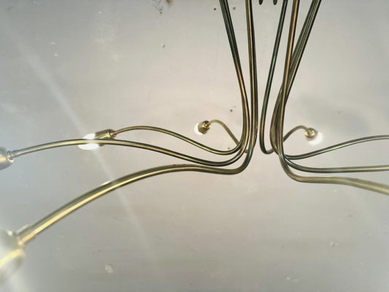 Image 1 of Brass and glass chandelier, 1950s