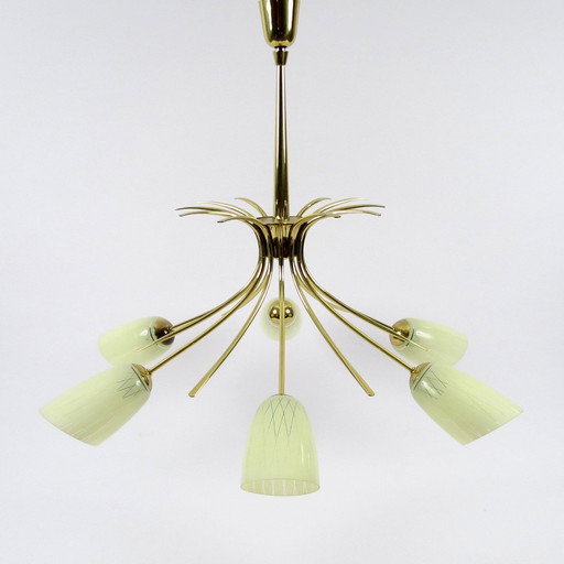 Brass and glass chandelier, 1950s