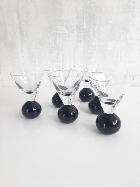 Image 1 of Set Of 6 Art Deco Ball Glasses, Shot glasses