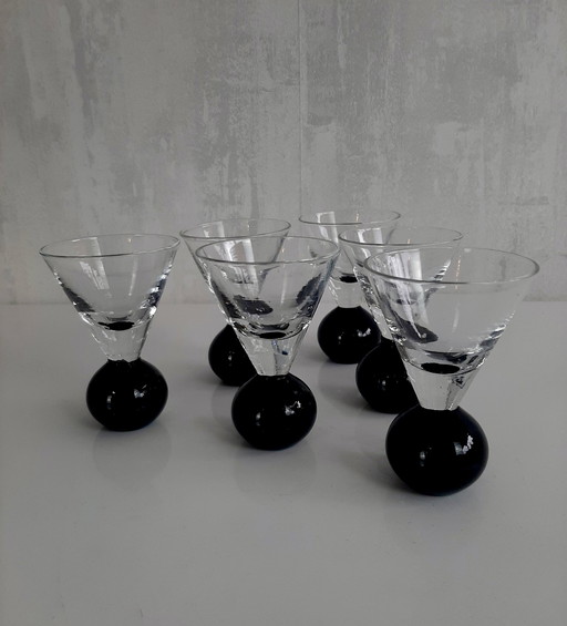 Set Of 6 Art Deco Ball Glasses, Shot glasses