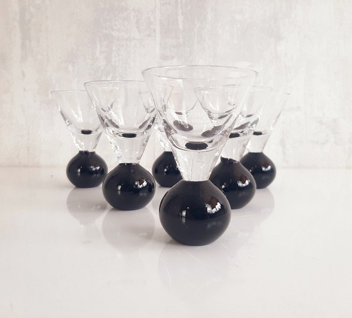 Set Of 6 Art Deco Ball Glasses, Shot glasses