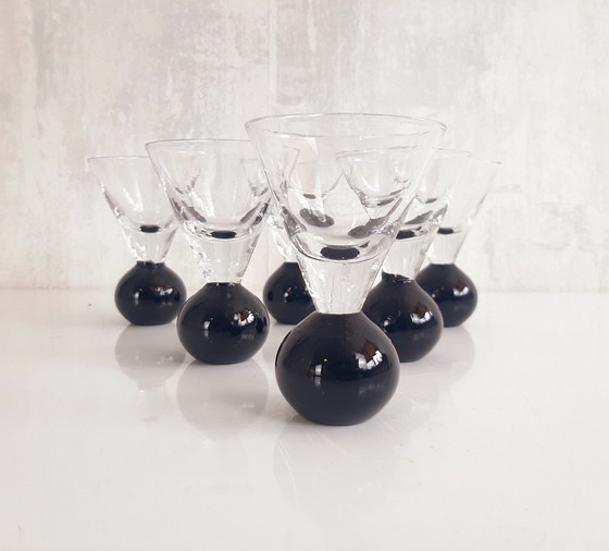 Image 1 of Set Of 6 Art Deco Ball Glasses, Shot glasses