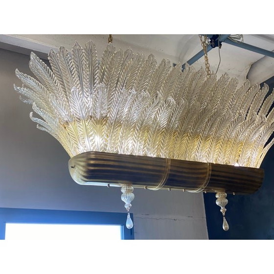 Image 1 of Contemporary Transparent-Gold Leaf Murano Glass Chandelier