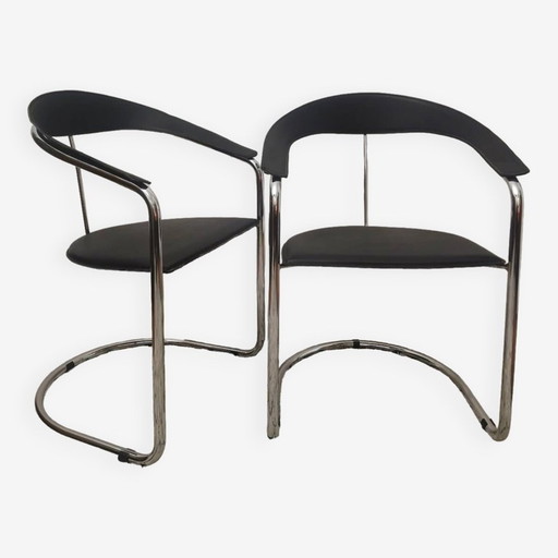 Cantilever Chairs With Armrests, Italian Design Canasta Van Arrben