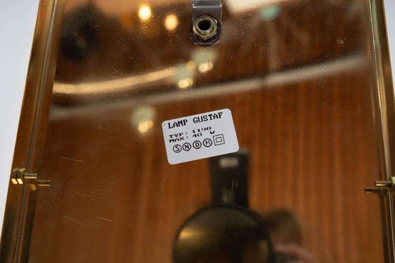 Image 1 of Lampada da parete vintage in ottone e vetro fumé