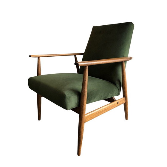 Image 1 of Pair of vintage beech and green velvet armchairs by Henryk Lis, 1960s