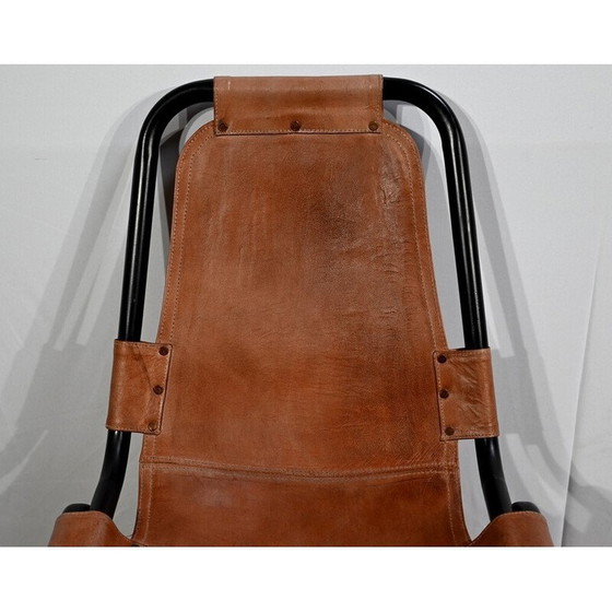 Image 1 of Pair of vintage chairs in metal and leather, selected by C. Perriand for Les Arcs, 1960