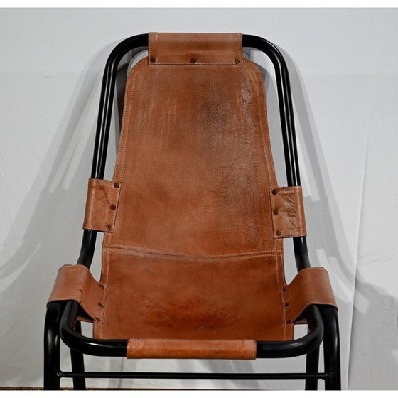 Image 1 of Pair of vintage chairs in metal and leather, selected by C. Perriand for Les Arcs, 1960