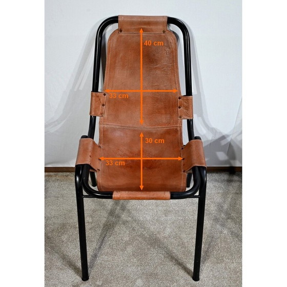 Image 1 of Pair of vintage chairs in metal and leather, selected by C. Perriand for Les Arcs, 1960
