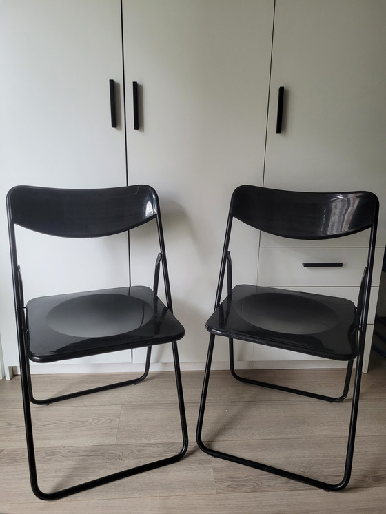 Image 1 of 2x Niels Gammelgaar TED black foldingchairs / klapstoelen