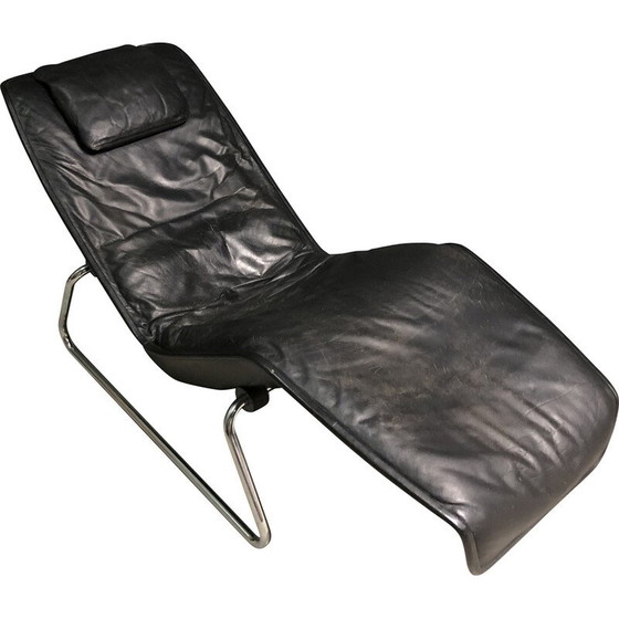 Image 1 of Poltrona vintage in pelle nera, 1980