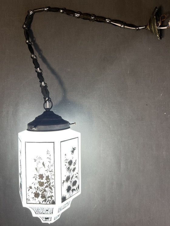 Image 1 of Lampada da soffitto Art Déco, opalina esagonale, circa 1925