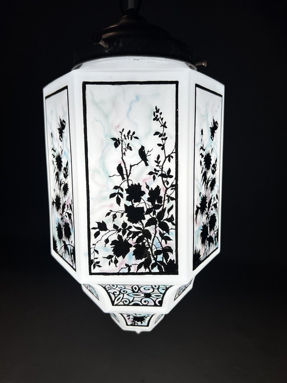 Image 1 of Lampada da soffitto Art Déco, opalina esagonale, circa 1925