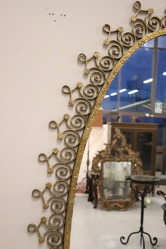 Image 1 of Floor Mirror In Iron With Consolle Table In Marble, 1950S