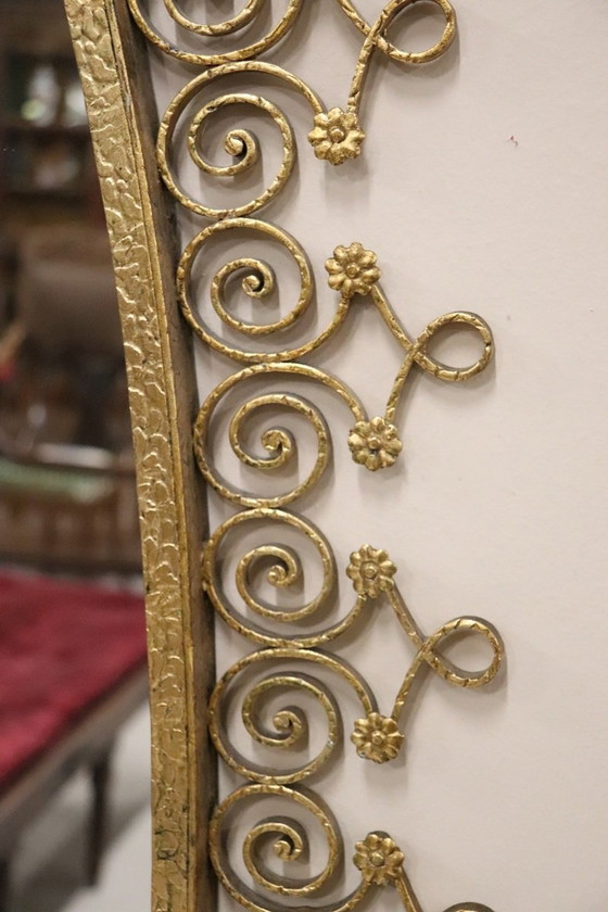 Image 1 of Floor Mirror In Iron With Consolle Table In Marble, 1950S