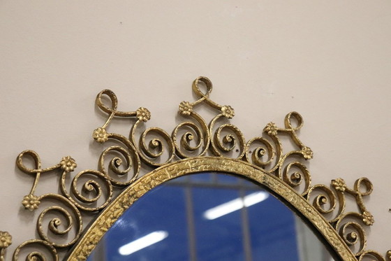 Image 1 of Floor Mirror In Iron With Consolle Table In Marble, 1950S