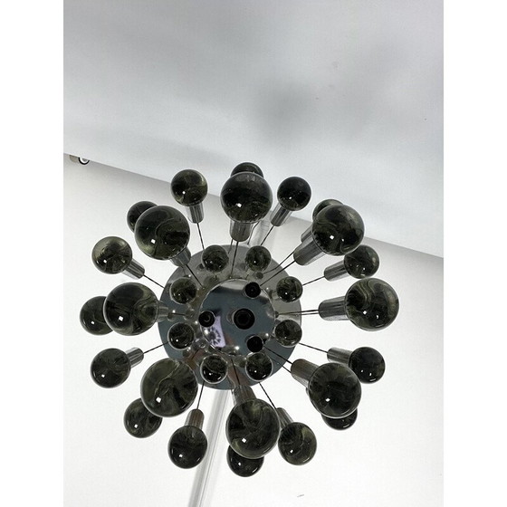 Image 1 of Vintage glass and chrome chandelier by Sciolari, Italy 1960