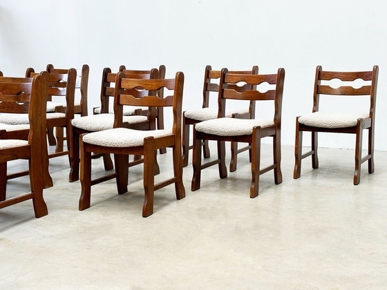 Image 1 of Set of ten brutalist razorback and bouclé dining chairs