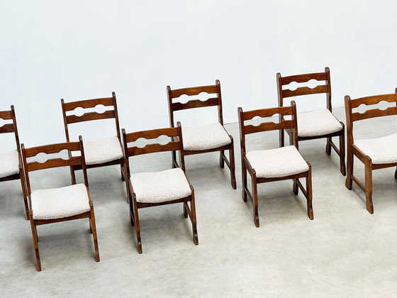 Image 1 of Set of ten brutalist razorback and bouclé dining chairs