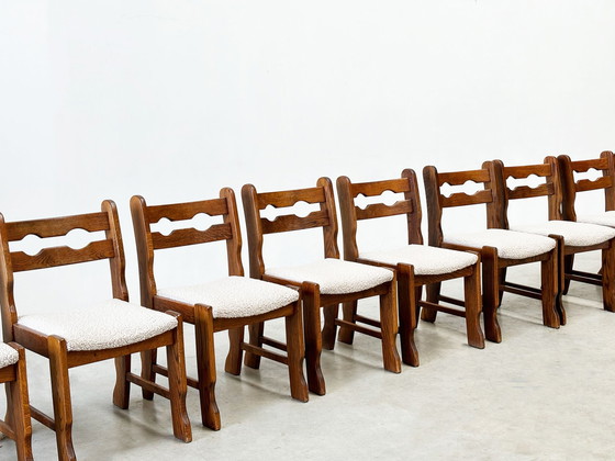 Image 1 of Set of ten brutalist razorback and bouclé dining chairs