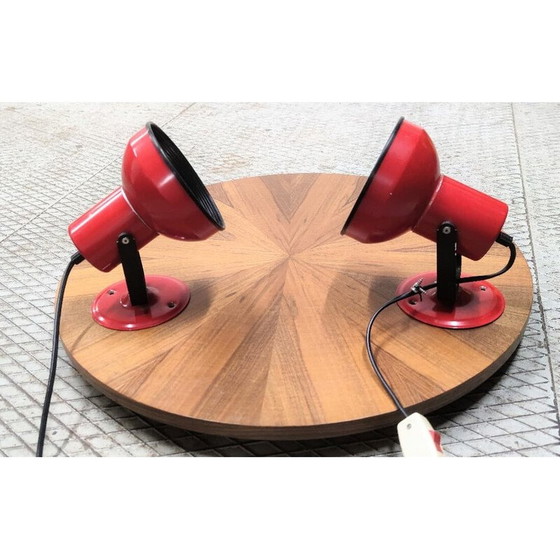 Image 1 of Pair of mid-century table lamps in red, Hungary 1970s