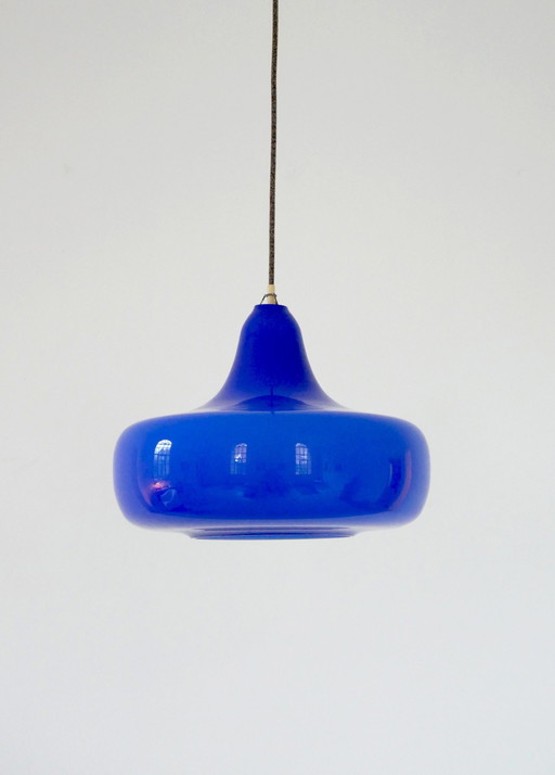 Alessandro Pianon large blue pendant lamp Vistosi, Italy 1960s