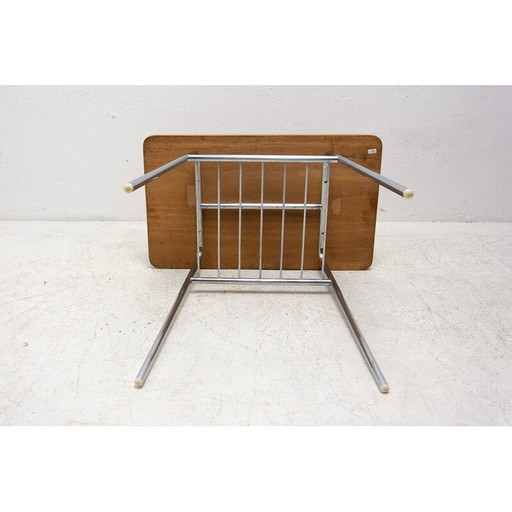 Vintage side table in wood and metal, Czechoslovakia 1950s