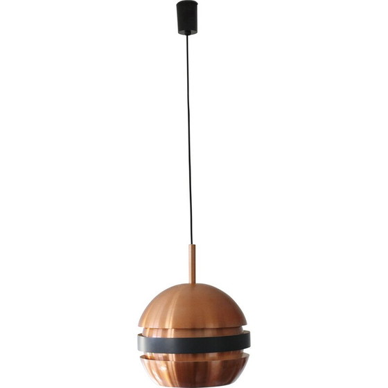 Image 1 of Vintage copper and ceramic ball pendant lamp, Denmark 1960s