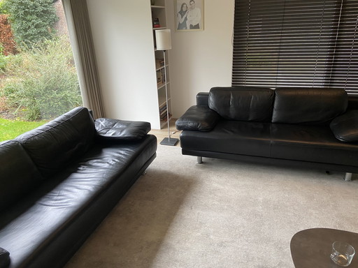 2X Rolf Benz Sofa, Black Leather.