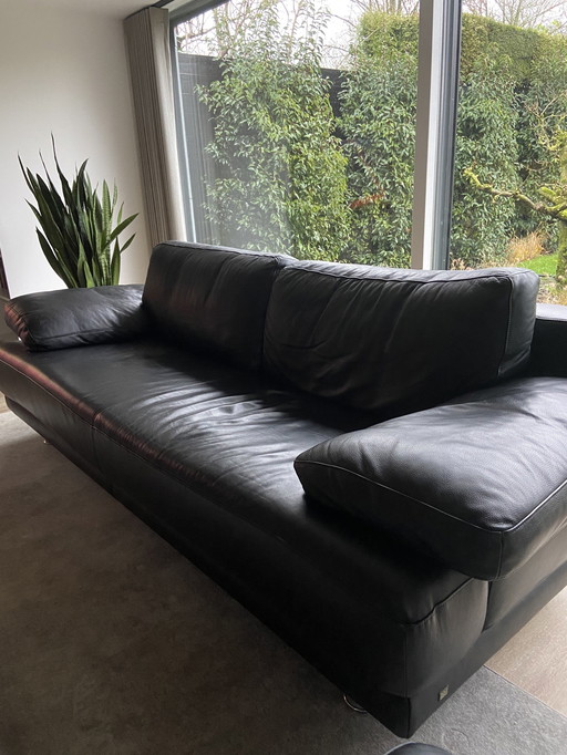 2X Rolf Benz Sofa, Black Leather.