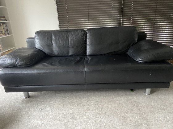 Image 1 of 2X Rolf Benz Sofa, Black Leather.