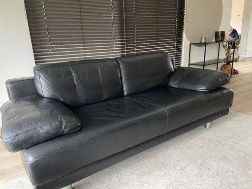 2X Rolf Benz Sofa, Black Leather.