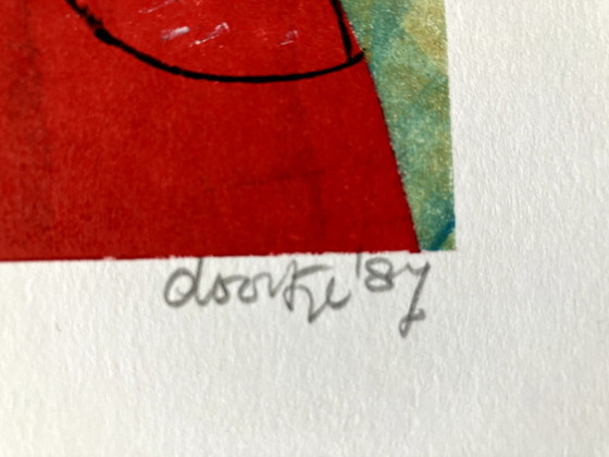 Image 1 of Doortje de vries 1946 - Girl with red coat - silkscreen print