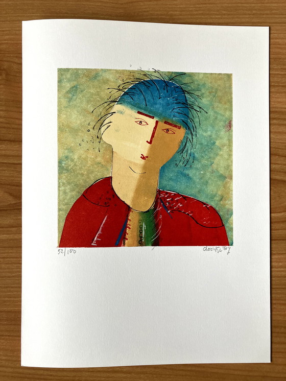 Image 1 of Doortje de vries 1946 - Girl with red coat - silkscreen print